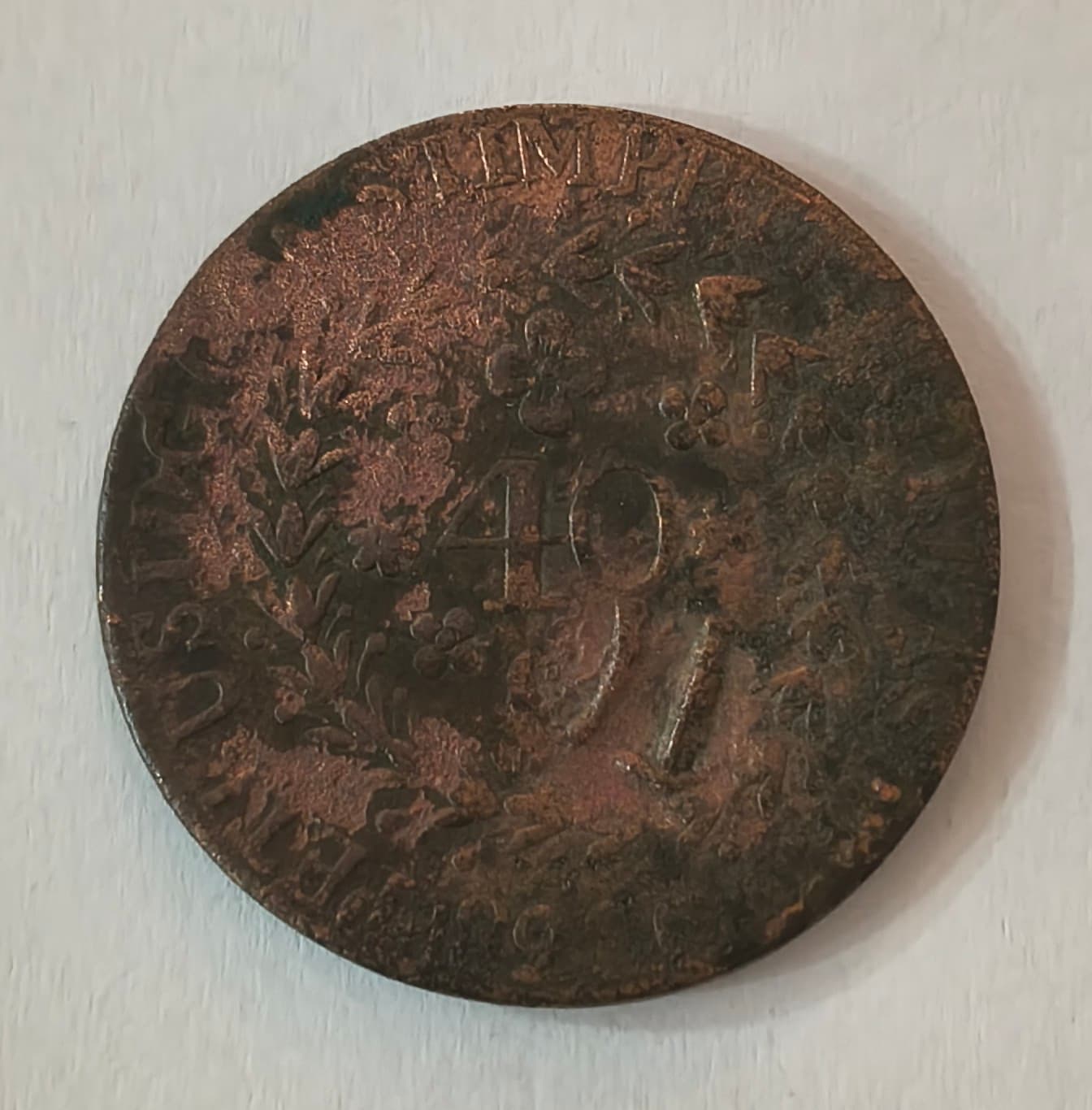 C713 - BRASIL 40 REIS 1828C CARIMBO CABANO DE 10 - BC.