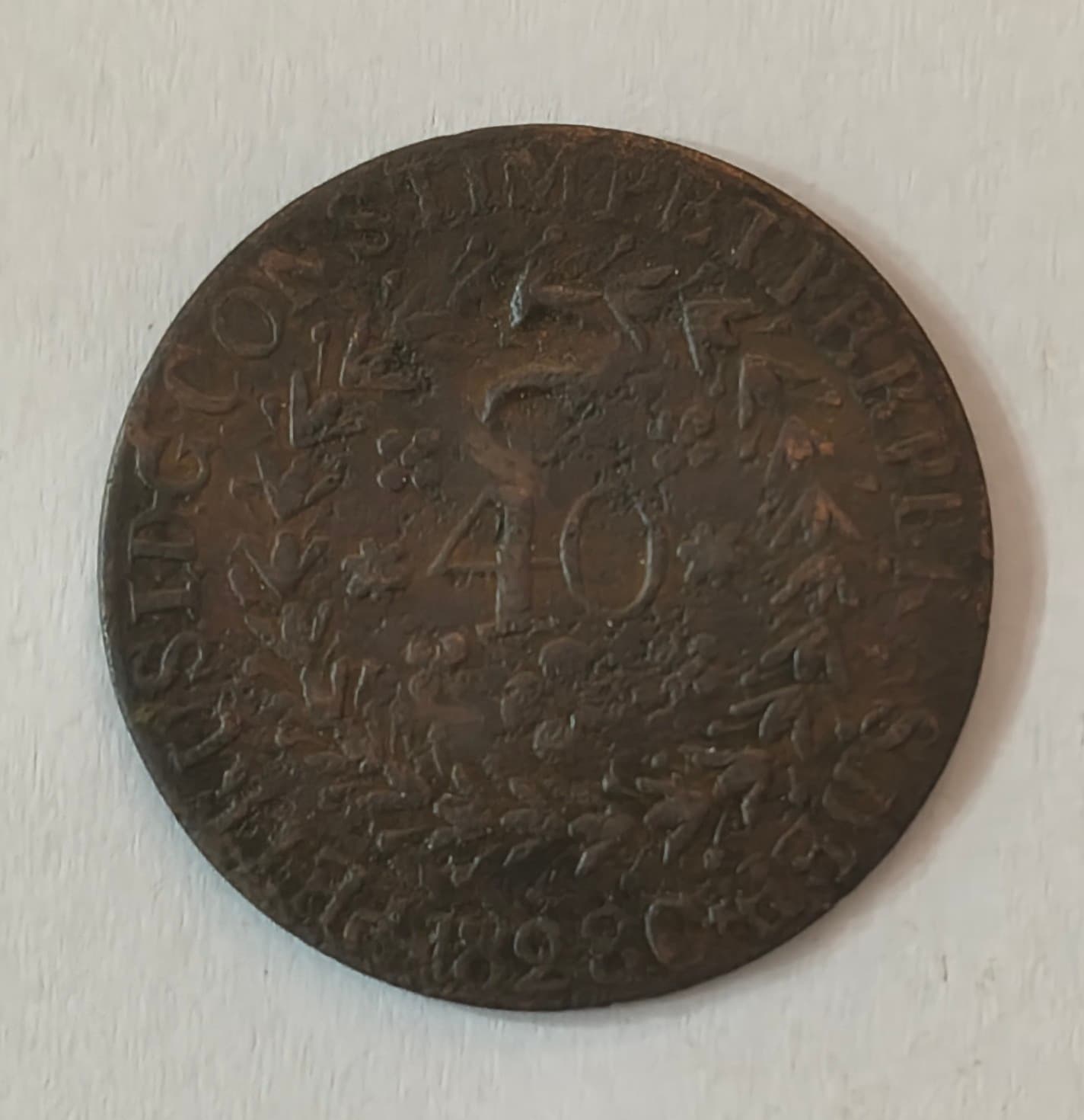 C713 - BRASIL 40 REIS 1828C CAR. CABANO DE 10 - BC.