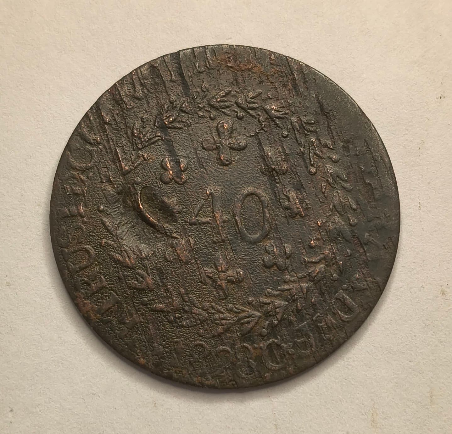 C713 - 40 REIS 1828C CARIMBO DE 10 CABANO - BC/MBC.