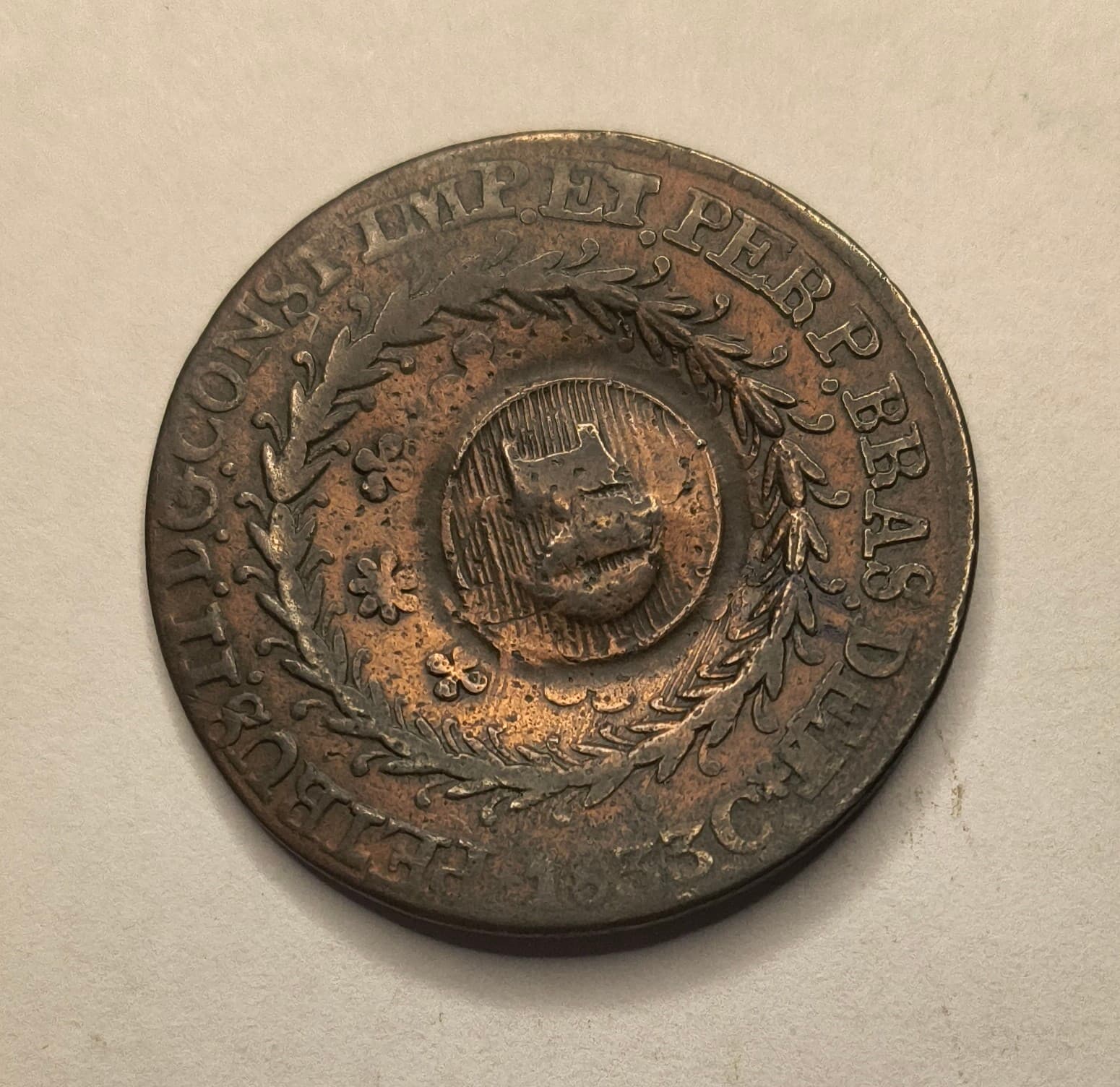 C765A 40 REIS 1833C CARIMBO GERAL DE 10 - MBC.